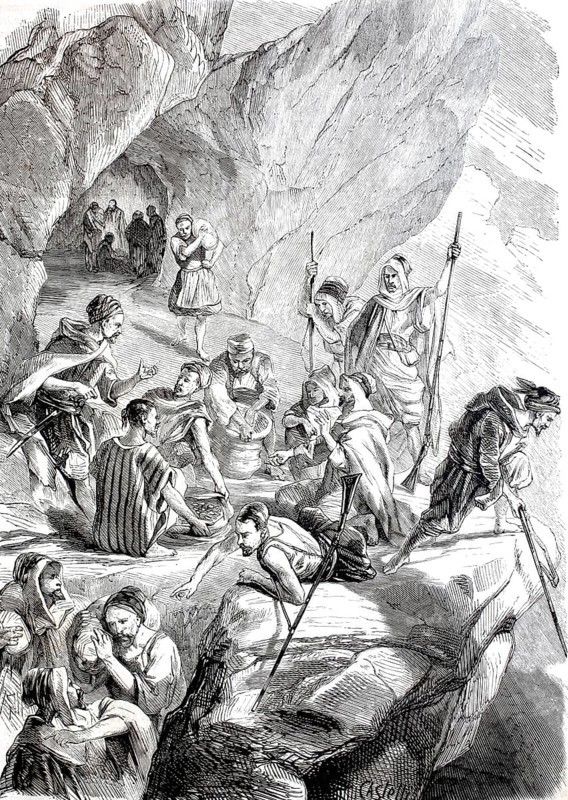 Kabyle Counterfeiters, refers to a historical accusation against the Kabyles, an ethnic group in Algeria, that they produced and circulated counterfeit money by Ayt-el-Arba, 19th century, digitally enhanced reproduction of a 19th century original, Historical, exact date unknown