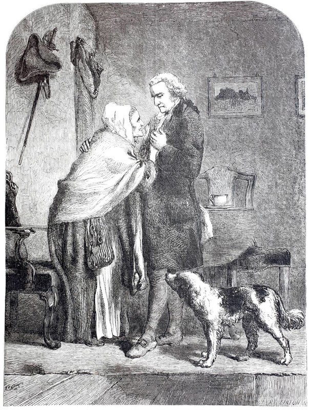 George Washington, the first President of the United States of America, says goodbye to his mother, 1789, America, digitally enhanced reproduction from a 19th century original, Historical, exact date unknown