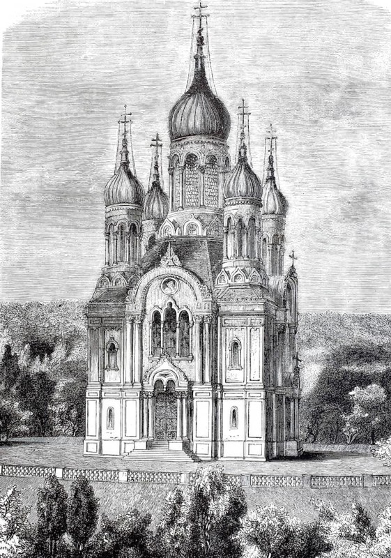 The mausoleum of Elisabeth of Nassau-Weilburg, also known as the Greek Chapel, is located on the Neroberg in Wiesbaden, around 1870, Hesse, Germany, digitally enhanced reproduction from a 19th century original, historical, exact date unknown