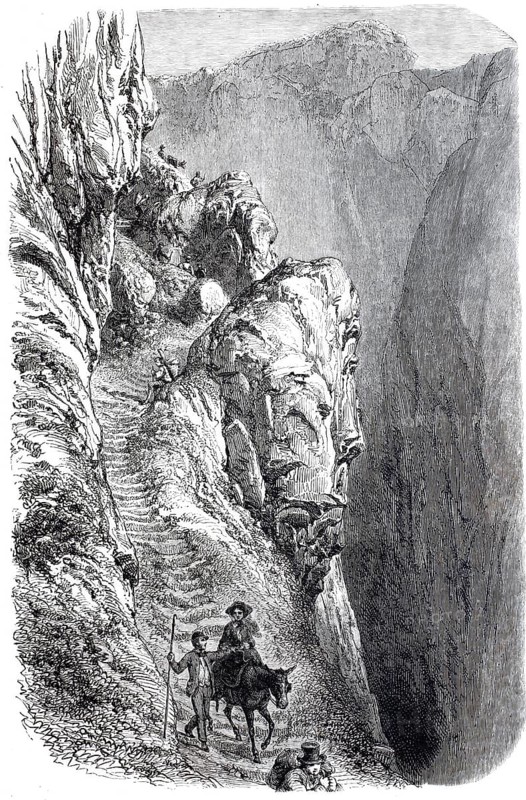 The Gemmi Pass, Gemmi Pass, a 2268 m high mountain pass in Switzerland, 1870, digitally enhanced reproduction from a 19th century original, historical, exact date unknown