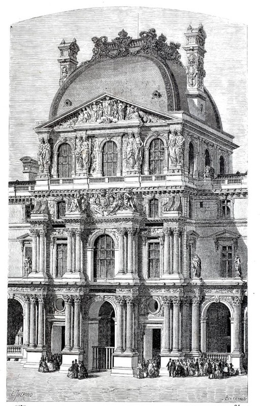 The Richelieu Pavilion of the Louvre in 1870, Paris, France, digitally enhanced reproduction from a 19th century original, historical, exact date unknown