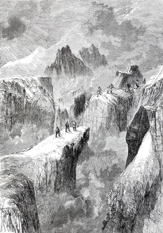 Mountaineer on Mont Blanc, 1880, on the border between France and Italy, digitally enhanced reproduction from a 19th century model, historical, exact date unknown