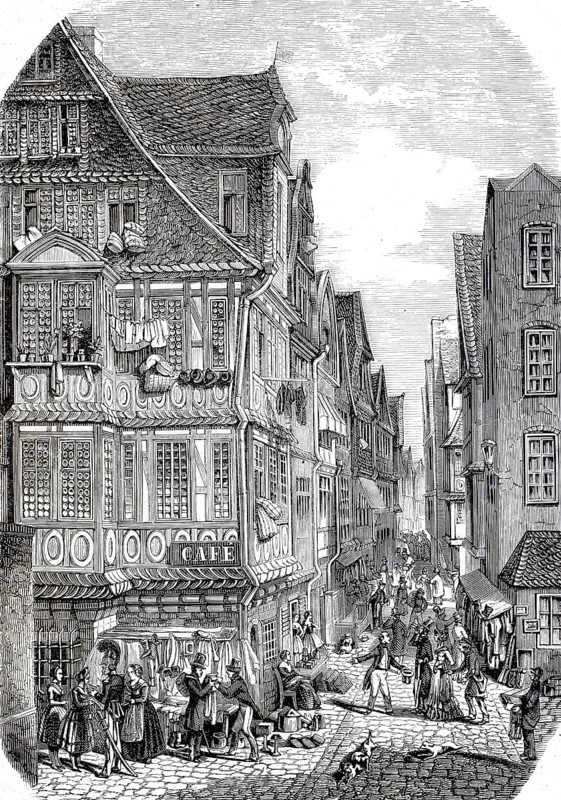 The Judengasse in Frankfurt am Main around 1885, Hesse, Germany, digitally enhanced reproduction from a 19th century original, historical, exact date unknown