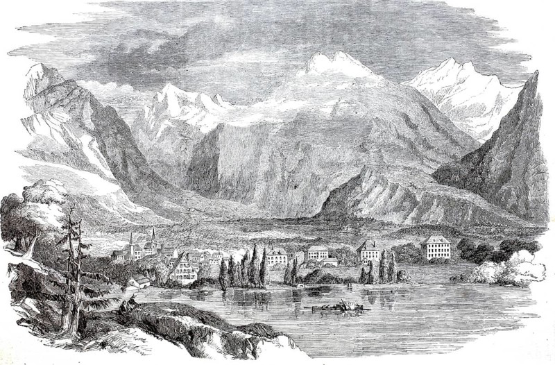 Interlaken in 1880, Canton of Bern, Switzerland, digitally enhanced reproduction from a 19th century original, historical, exact date unknown