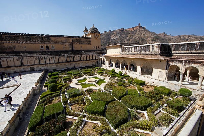 Gardens in the Amber Fort or fortress, Jaipur, Rajasthan, India