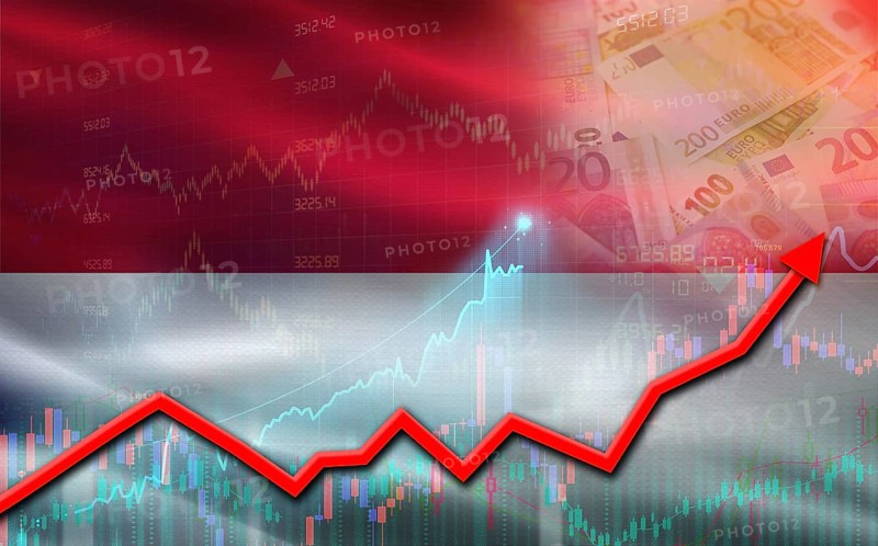 Monaco economic growth on financial graph. Monaco financial growth on market graph