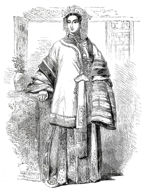 Noble lady from China in elegant traditional costume, Chinese woman, around 1875, digitally improved reproduction from a 19th century model, historical, exact date unknown