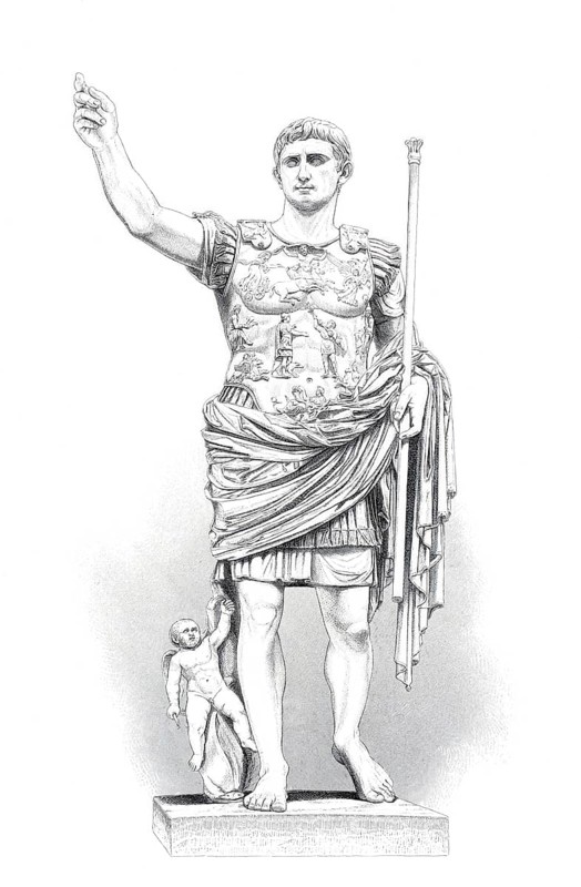 Augustus (born 23 September 63 BC as Gaius Octavius in Rome, died 19 August 14 AD in Nola near Naples) was the first Roman emperor, digitally enhanced reproduction from a 19th century original, historical, exact date unknown