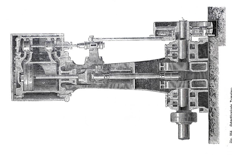Steam engine, high-speed steam engine by Lecouteur and Garnier, around 1880, historical, digitally enhanced reproduction of a 19th century model