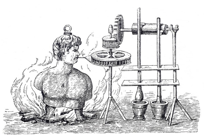 Heronsball, Ã„olsball, Aeolipile or Ã„olipile by Giovanni Branca, Historical, digitally enhanced reproduction of a 19th century model