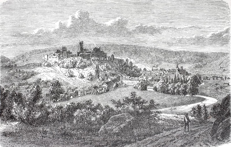 Pappenheim in the AltmÃ¼hl Valley around 1870, District of WeiÃŸenburg-Gunzenhausen, Middle Franconia, Bavaria, Germany, Historical, digitally enhanced reproduction of a 19th century original