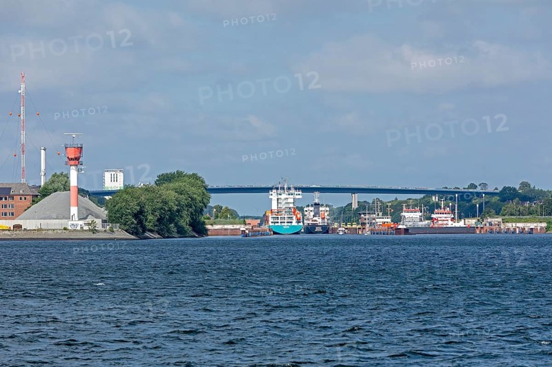 Holtenau High Bridges, entrance to Kiel Canal, Kiel Fjord, Kiel, Schleswig-Holstein, Germany