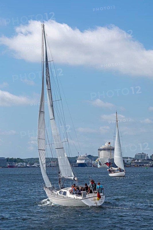 Sailing boats, ferry, cruise ship AIDA nova, Kieler Woche, Kiel, Schleswig-Holstein, Germany