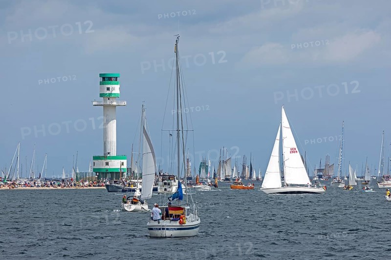 Sailing boats, Kieler Woche, Kieler Förde, lighthouse, Friedrichsort, Kiel, Schleswig-Holstein, Germany