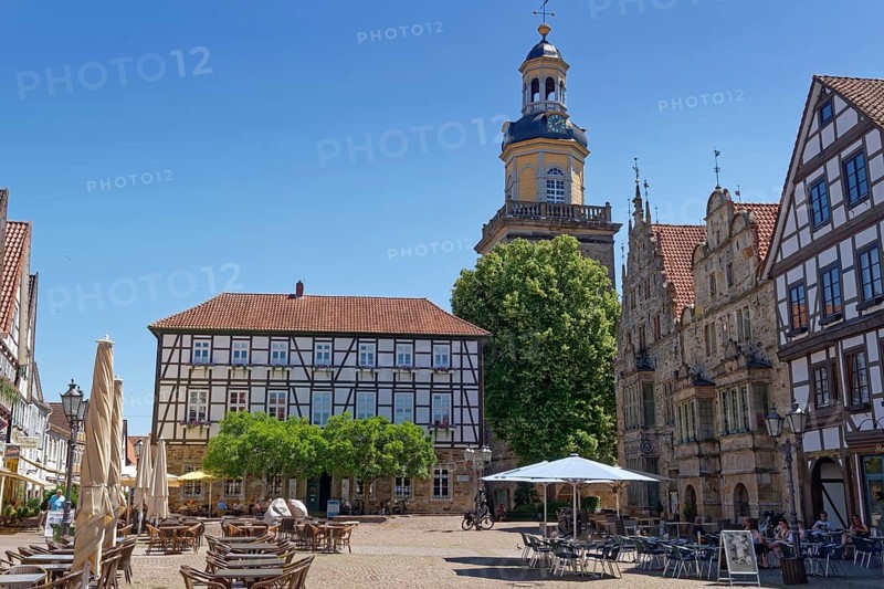 The market square in the historic old town of Rinteln. Lower Saxony, Germany
