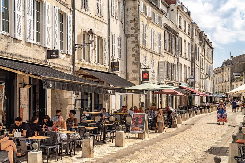 Cafés in the old town centre of La Rochelle, France
