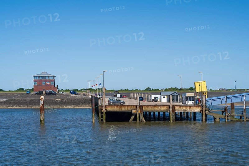 Jetty, harbour, Pellworm Island, North Frisia, North Sea, Schleswig-Holstein, Germany