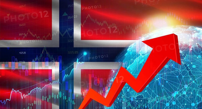 Global financial growth with Norway flag. Financial growth with Norway flag on economic background