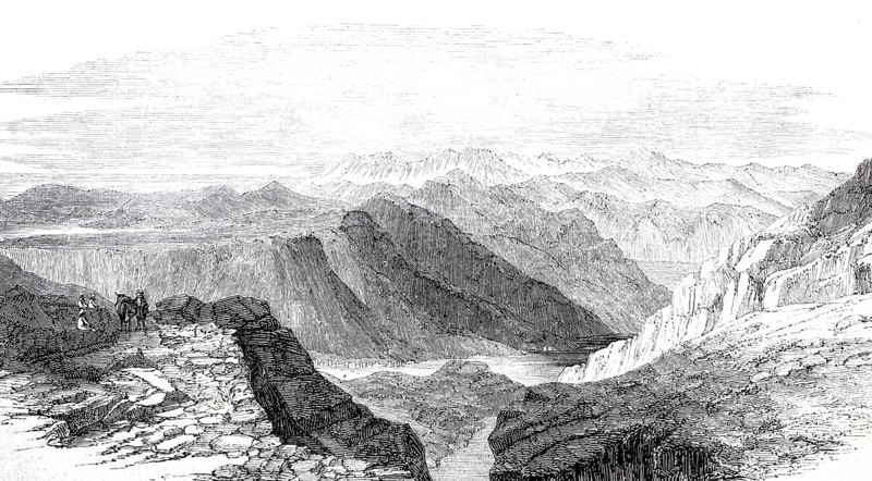 Landscape in Dalmatia around 1870, Boche di Cattaro, Bay of Kotor, Montenegro, Historical, digitally enhanced reproduction of a 19th century original