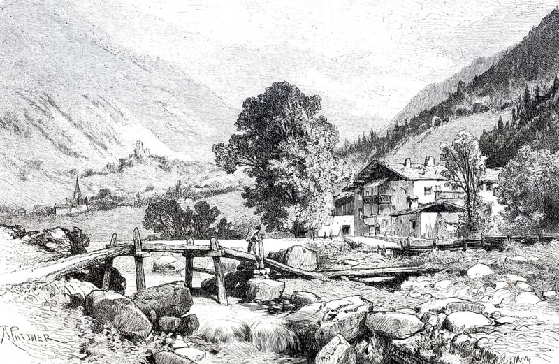 The house of Andreas Hofer, Tyrolean freedom fighter, near St. Leonhard, around 1780, Tyrol, Italy, Historical, digitally enhanced reproduction of a 19th century model