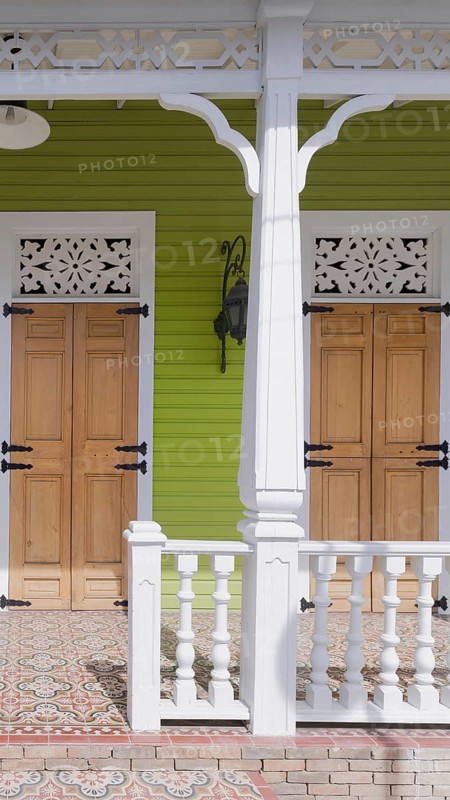Dominican Republic, colorful colonial streets of Puerto Plata in historic city center