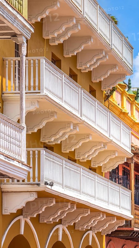 Columbia, Unesco site, colorful Cartagena Walled City Cuidad Amurrallada in historic city center