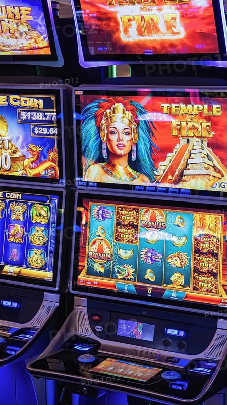 Las Vegas, USA, 2 May, 2025: Casino gambling blackjack and slot machines waiting for gamblers and tourist to spend money