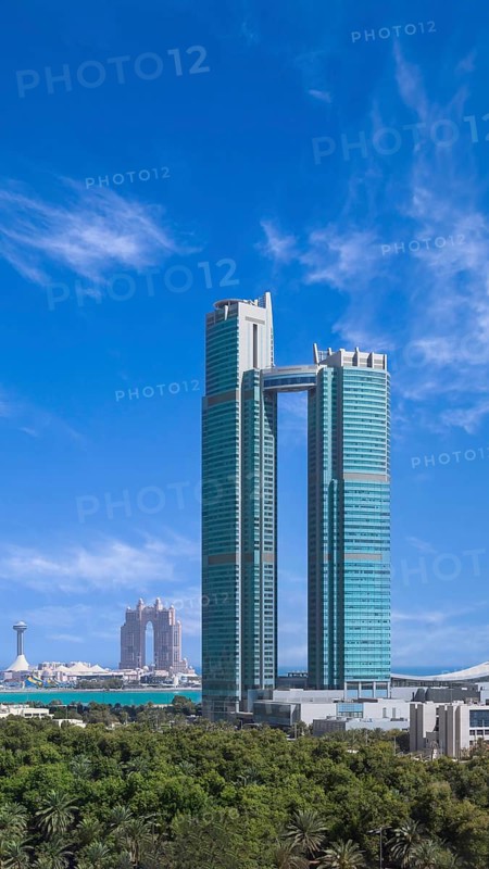UAE, United Arab Emirates, Abu Dhabi downtown panorama and financial center skyline