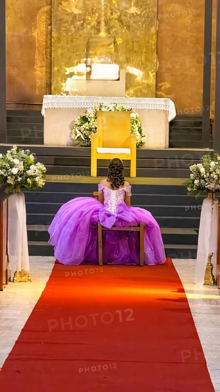 Typical Mexican church with a bride preparing for a wedding inside the church