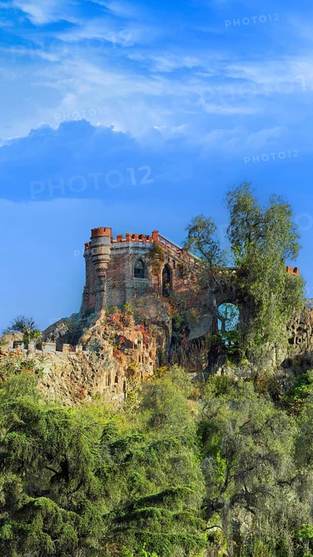 Hidalgo Castle Castillo Hidalgo hill, Santa Lucia Park and city lookout in Santiago de Chile