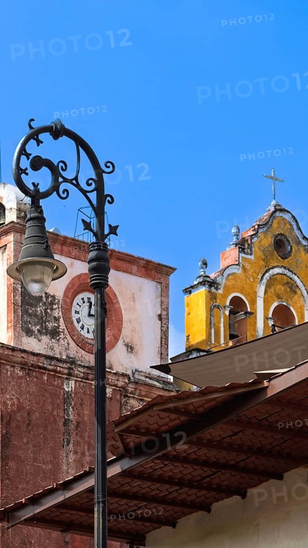 Cuernavaca cathedral and colorful colonial architecture of Cuernavaca streets in Mexico Morelos