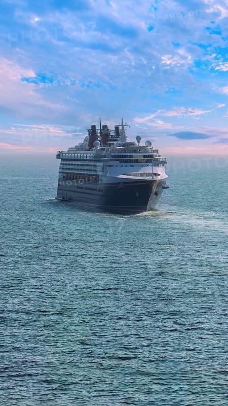 Cruise ship arriving at Puerto Vallarta vacation, Mexico. Scenic ocean and beach views