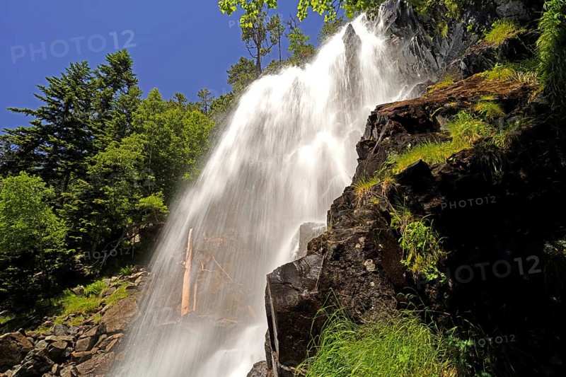 The Cascada de Ratera waterfall in the AigÃ¼estortes i Estany de Sant Maurici National Park, Catalonia, Spain
