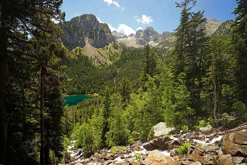 Lake Estany de Sant Maurici in the AigÃ¼estortes i Estany de Sant Maurici National Park, Catalonia, Spain