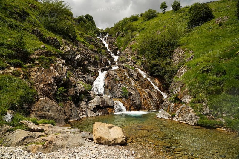 Cascada de Otal waterfall or Paul waterfall in the Valle de Otal near Torla-Ordesa, Spain