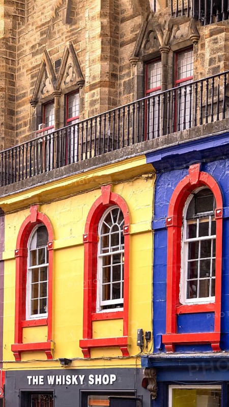 Edinburgh, Scotland. Victoria street near Royal Mile in historic center. Major tourist attraction