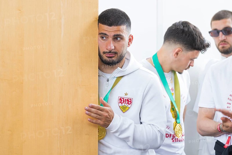 Deniz Undav. Portrait. Reception in the state capital Stuttgart after VfB Stuttgart's victory in the DFB Cup. Stuttgart, Baden-WÃ¼rttemberg, Germany