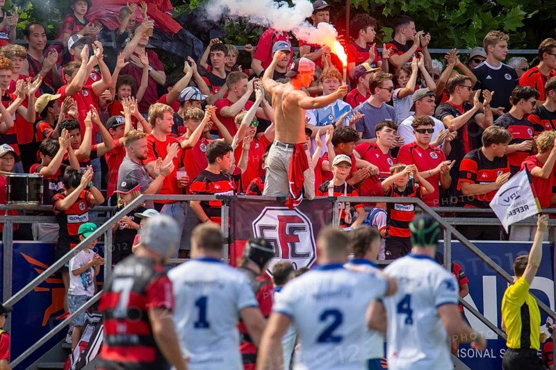 Rugby Bundesliga, 2024/25 season, final for the German championship: SC Frankfurt 1880 against TSV Handschuhsheim***Picture: Good mood among the Frankfurt fans