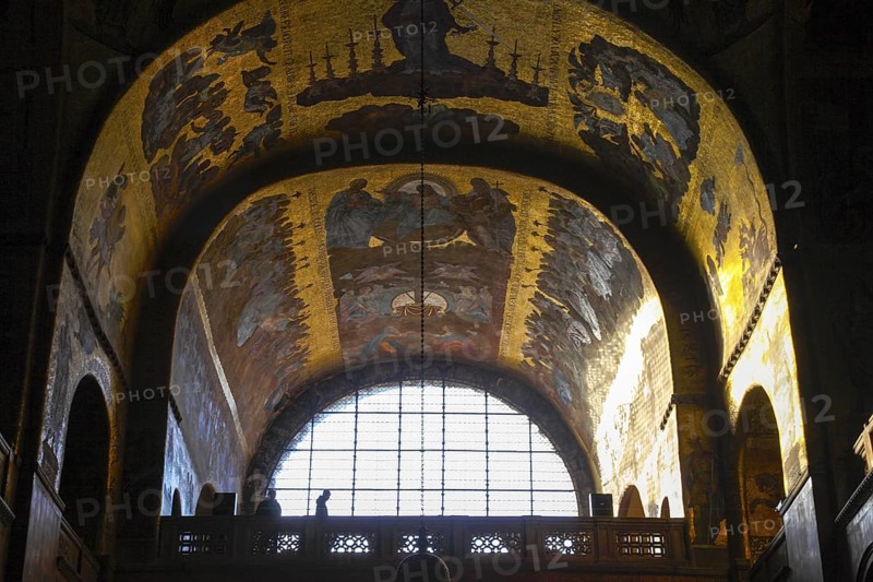 Ceiling mosaic in the Roman Catholic Basilica of St Mark on St Mark's Square, Venice, Veneto, Italy