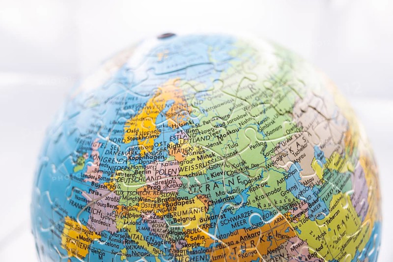 Puzzle globe. Map made from puzzle pieces