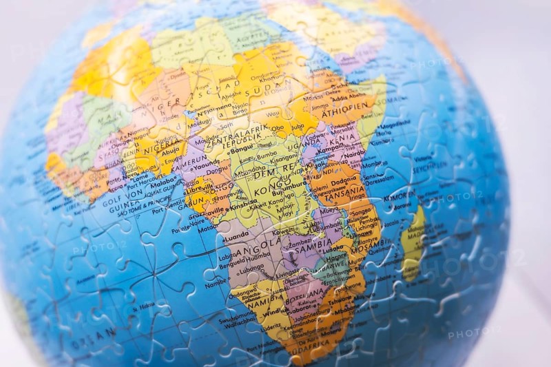 Puzzle globe. Map made from puzzle pieces. Africa