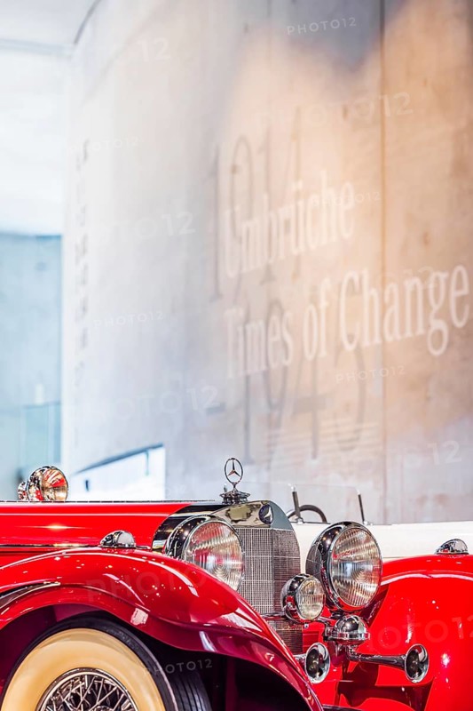 Mercedes-Benz 500 K special roadster from 1936. The Mercedes-Benz Museum in Stuttgart presents a journey through the automotive history of the global corporation. The history of the Mercedes star begins with the first automobile in 1886. Stuttgart, Baden-WÃ¼rttemberg, Germany