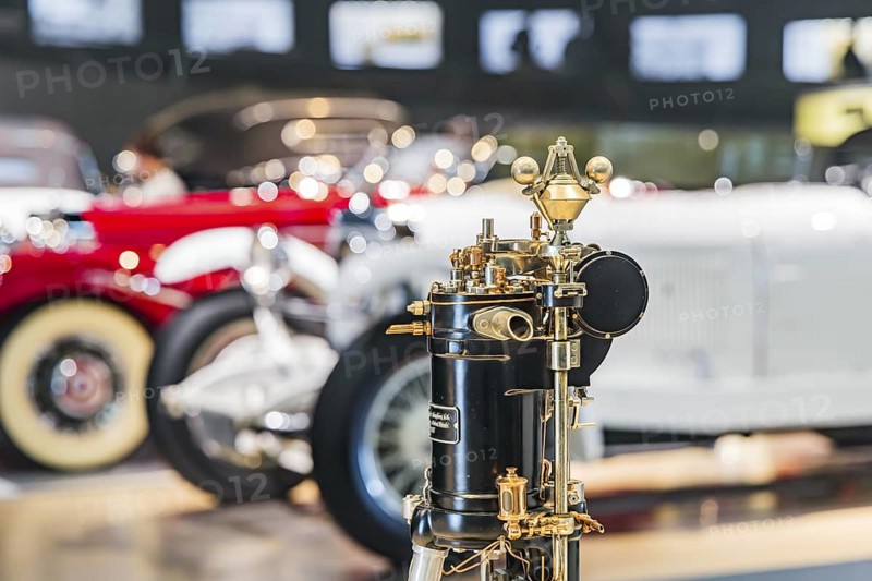 Diesel engine based on the pre-chamber principle. The Mercedes-Benz Museum in Stuttgart presents a journey through the automotive history of the global corporation. The history of the Mercedes star begins with the first automobile in 1886. Stuttgart, Baden-WÃ¼rttemberg, Germany