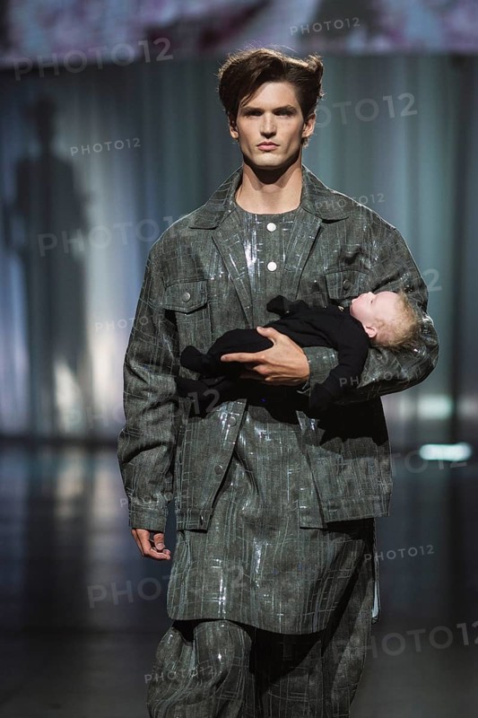 Model Pierre Lang (winner GNTM2025) walks for Kilian Kerner during the Berlin Fashion Week 2025 on 02.07.2025