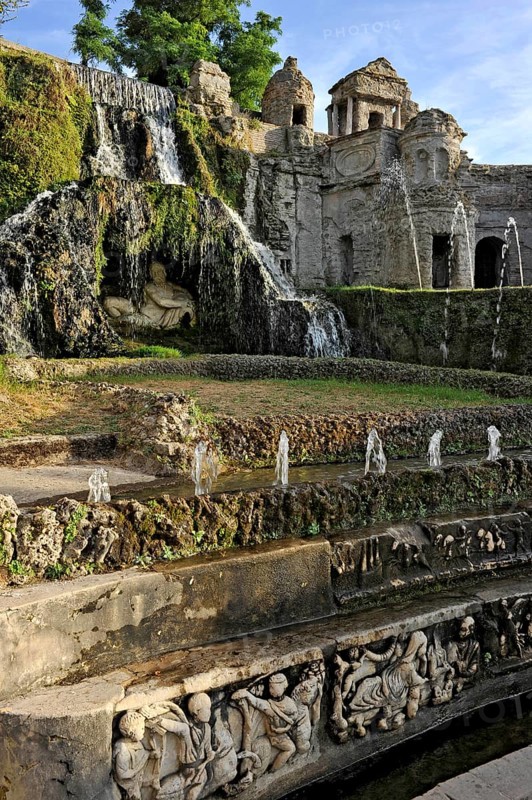 Fountain Fontana della Rometta e di Roma, Renaissance garden of Villa d'Este, water features, fountains, UNESCO World Heritage Site, Tivoli, Metropolitan City of Rome, Lazio, Italy