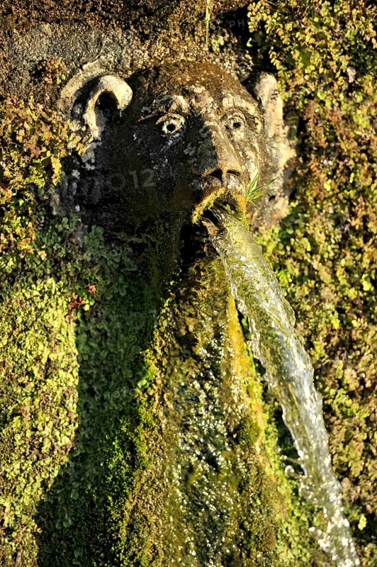 Gargoyles, Avenue of a Hundred Fountains, Viale delle Cento Fontane, Renaissance garden of the Villa d'Este, water features, fountains, UNESCO World Heritage Site, Tivoli, Metropolitan City of Rome, Lazio, Italy