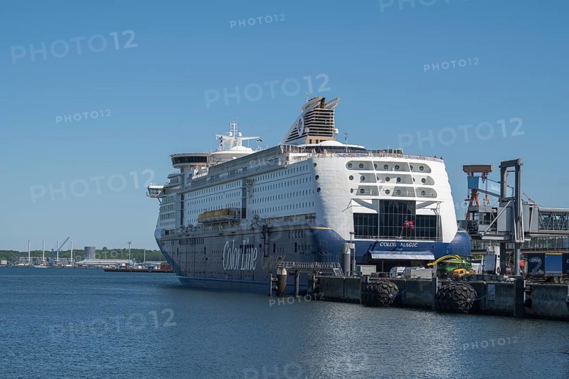 Ferry Color Line at Norwegenkai, harbour, Kiel, Kiel Fjord, Baltic Sea, Schleswig-Holstein, Germany