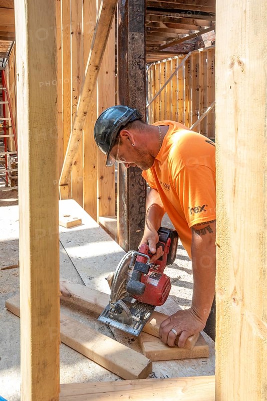Detroit, Michigan - Jay Newcomb III helps rehab a long-vacant and crumbling commercial building in the Morningside neighborhood. The project, called Ultreia, will contain first floor commercial space and apartments above