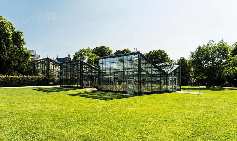 Greenhouses of the botanical garden in the Hardt-Anlagen in Wuppertal, Germany
