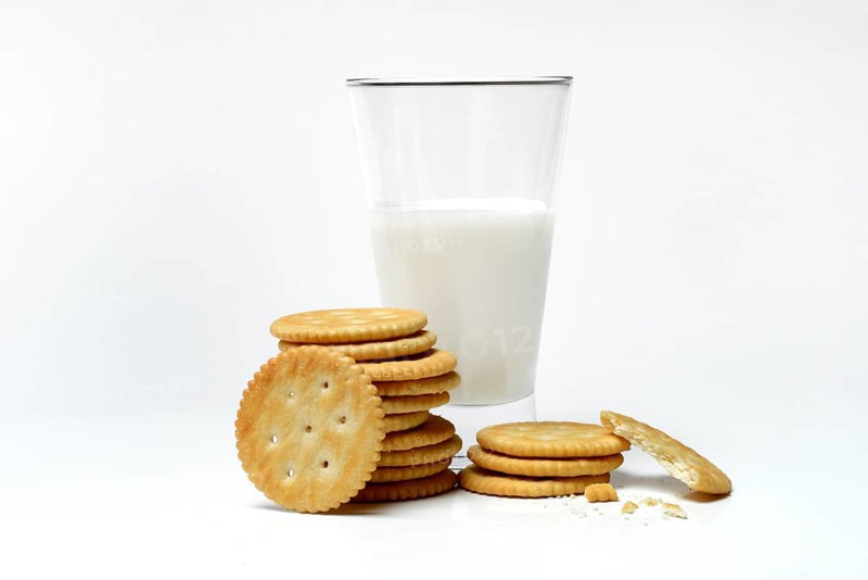 Cracker with a glass of milk
